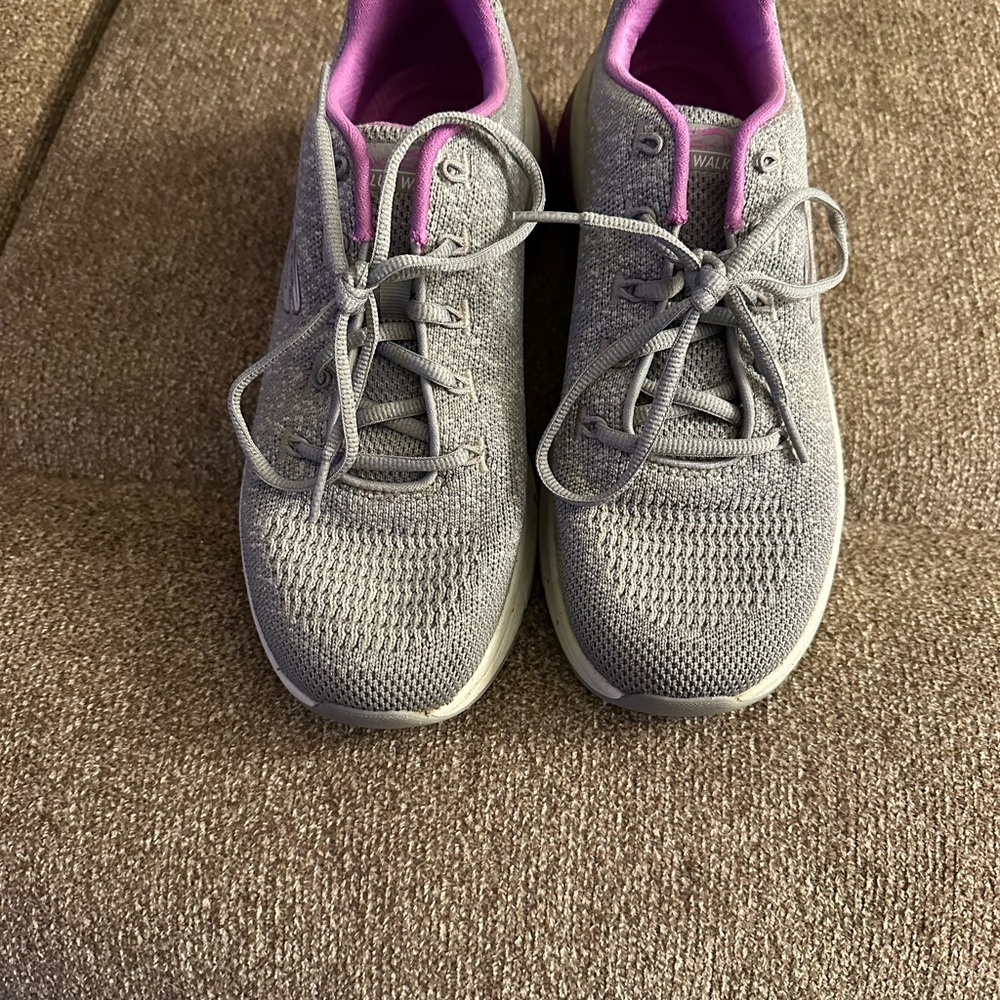 Women's Gray and Purple Athletic Shoes Sketchers